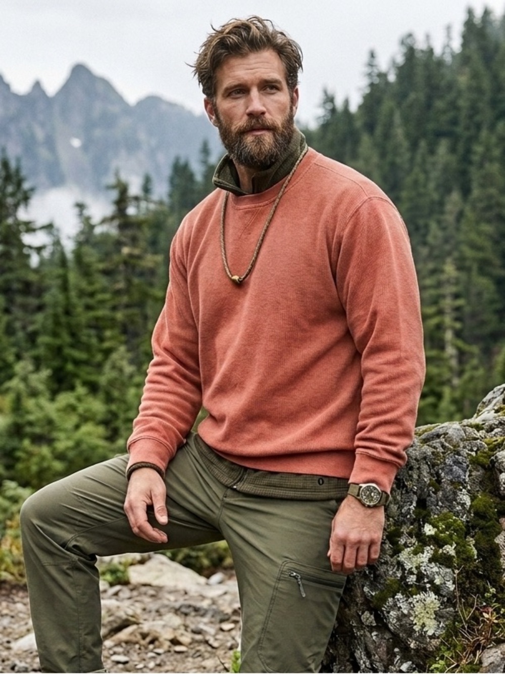 Orvis Solid Ribbed Cotton Crewneck Sweatshirt - Terracotta - XXL